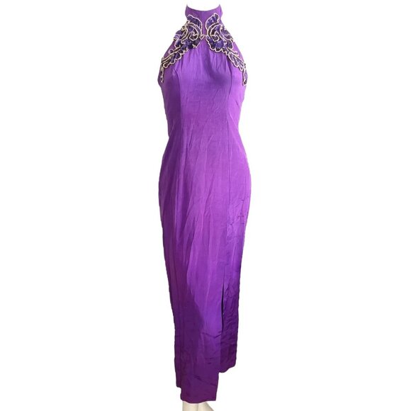 Vintage Y2K Zum Zum Halter Prom Dress 3-4 Choker Sequin Backless Mob Wife  Baddie - mordernwear.com